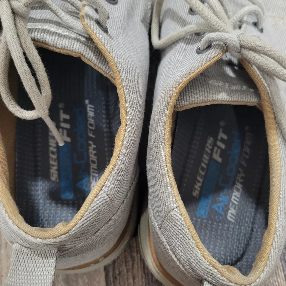 Skechers | Taupe Canvas Air-Cooled Memory Foam Preppy Classic Sneakers - Picture 3 of 5